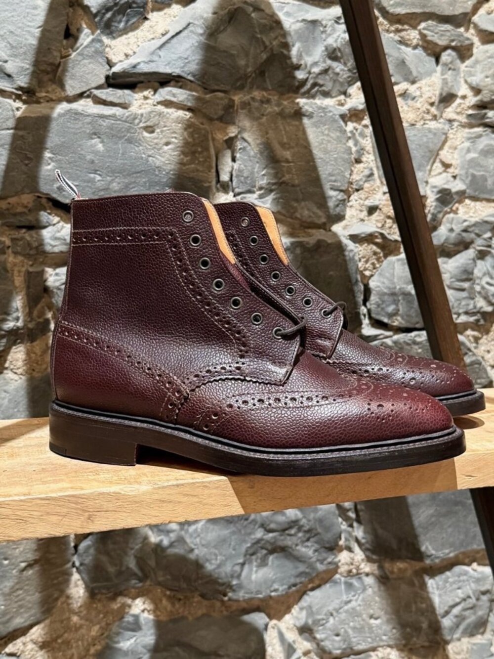 Thom Browne Burgundy Leather Wingtip Brogue Lace-up Boots
